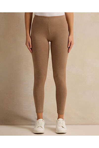 REDTAG Women Taupe And Beige Plain Leggings Set (Pack Of 2)