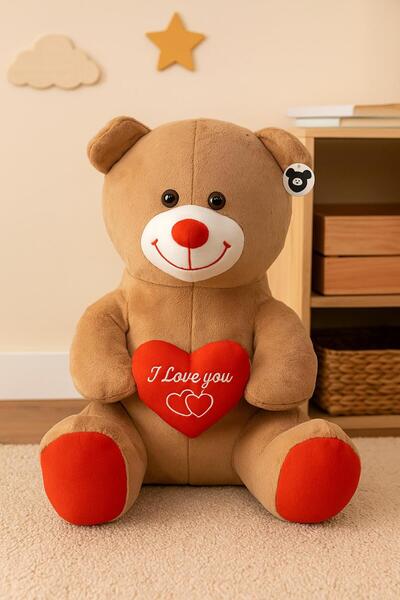 hak-iş oyuncak Brown Red Heart Plush Teddy Bear 60 cm – “I Love You” Written