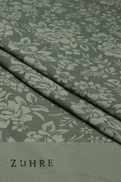 Zühre Floral Patterned Floş Khaki Shawl 0025