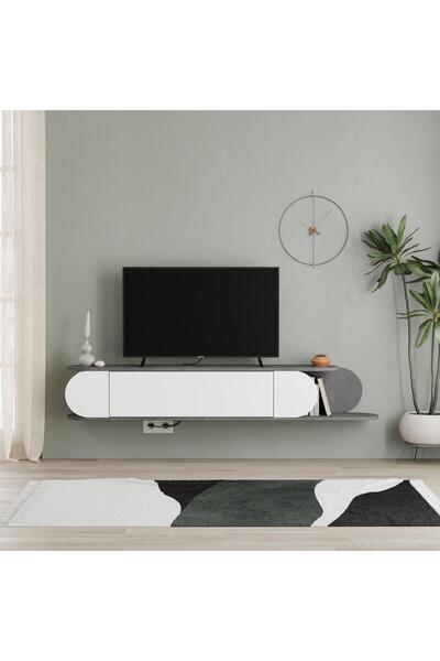 Mourah Home Mourah Tone Tv Stand Up To 65 Inches - Retro Grey/White