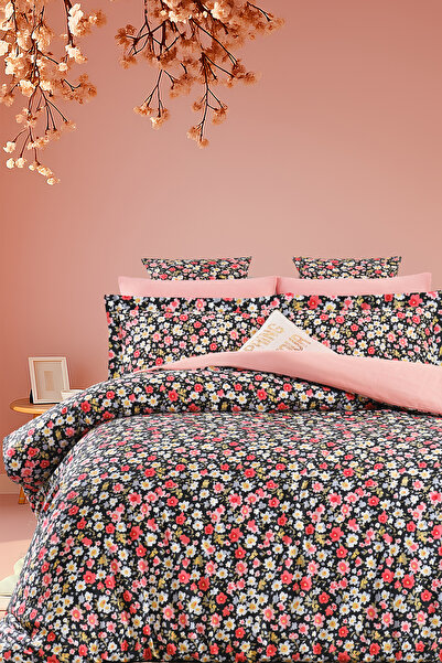 İQON Fitted Sheet Bedding Set Double Size Violet Salmon