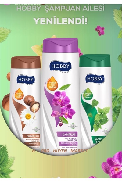 Hobby ŞAMPUAN SERİSİ, ARGAN YAĞI VE PAPATYA, DEFNE YAĞI VE ORKİDE ÇİÇEĞİ, ISI...