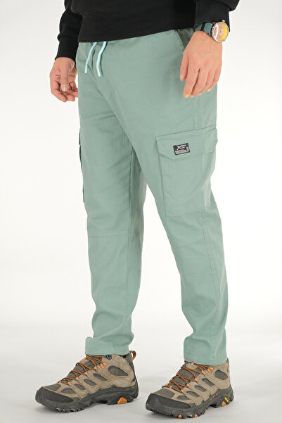 Souris Men's Mint Cargo Pants Relaxed Fit Cotton Elastic Waist