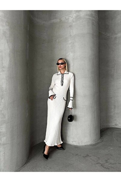 Paraf style Φόρεμα με ρίγες με αντίθεση με γιακά δικαστή