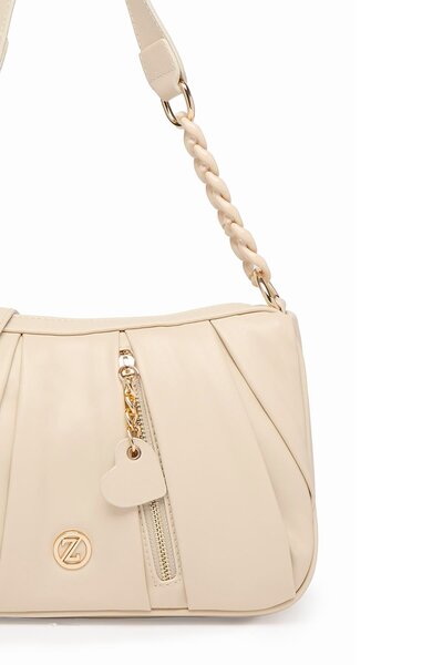 Zühre Ruched Detail Beige Bag Z0031