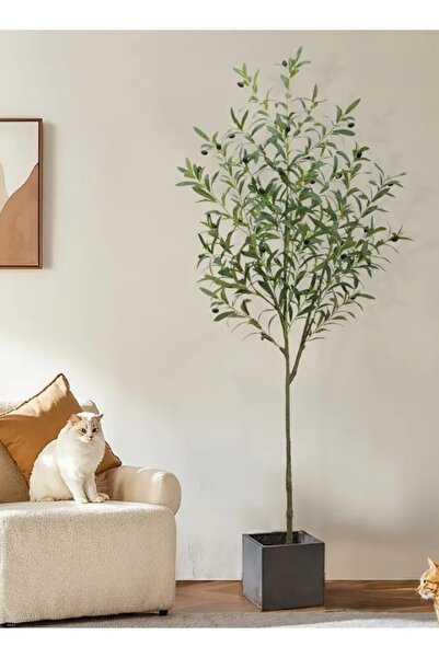 Zztcmp 170CM Artificial Olive Tree (2 Pcs) with a black pot with an attractive design
