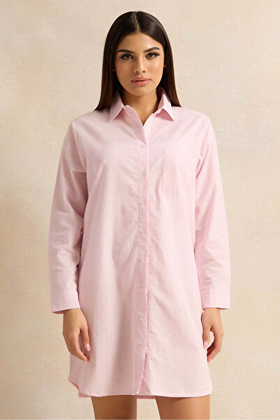 REDTAG Women Pink Collared Nightshirt