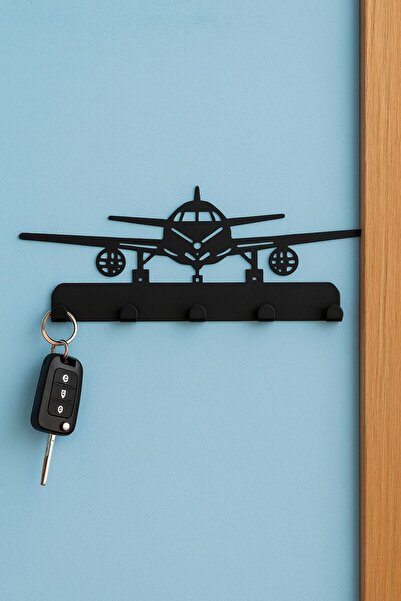 VENON Black Standing Aircraft Metal Keychain Hanger Modern Wall Decor Pilot Gift Stewardess