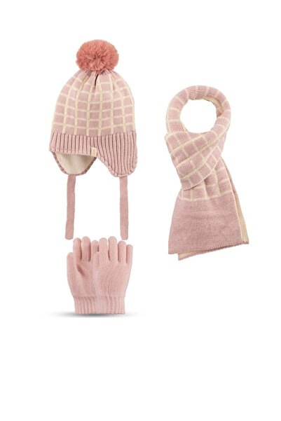 Kitti طقم قفازات وشاح بيريه مكون من 3 قطع للفتيات بعمر 4-8 سنوات مع صوف من ال...