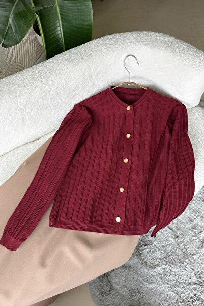 Poliyance Lale Burgundy Cardigan