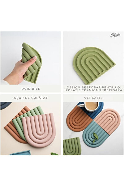 kaylia Set of 2 X Silicone Placemats - Anti-Slip, Protection, Placemat, Multicolor, 15x15cm