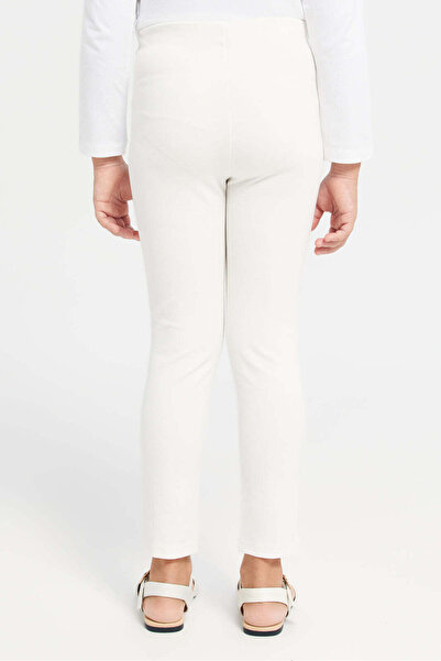 REDTAG Girls White Paneled Leggings