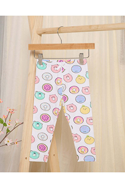 REDTAG Infant Girls White Doughnut Leggings
