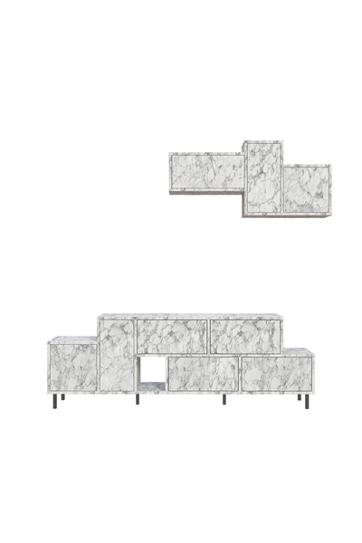 Mourah Home Mourah Hermes Tv Unit Up To 50 Inches - White Marble