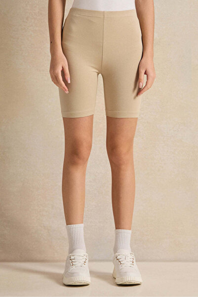 REDTAG Senior Girls Beige And Green Cycling Shorts Set (Pack of 2)