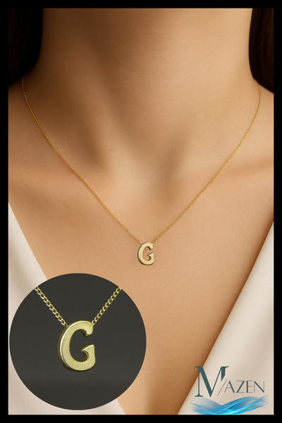 MAZEN قلادة على شكل حرف ذهبي اللون من بيجوتيري |   تصميم بسيط |   إكسسوار مجو...