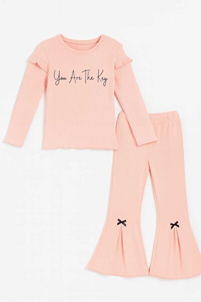 gigigiyim Flared F Corded Fabric Girl's Suit with Ruffle Detail on the Shoulder