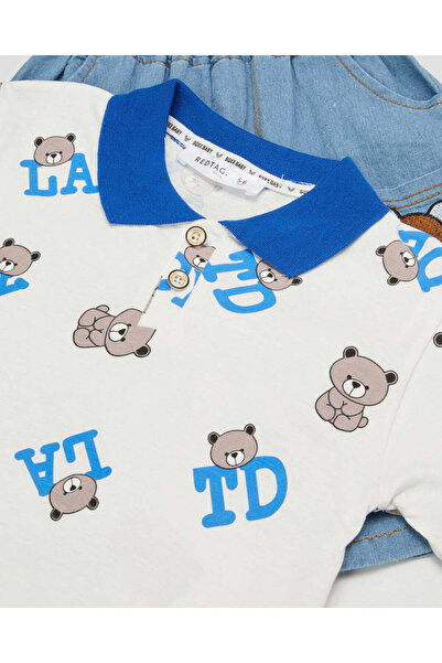 REDTAG Boys Blue And White Polo T-Shirt With Shorts Set (2 Piece)