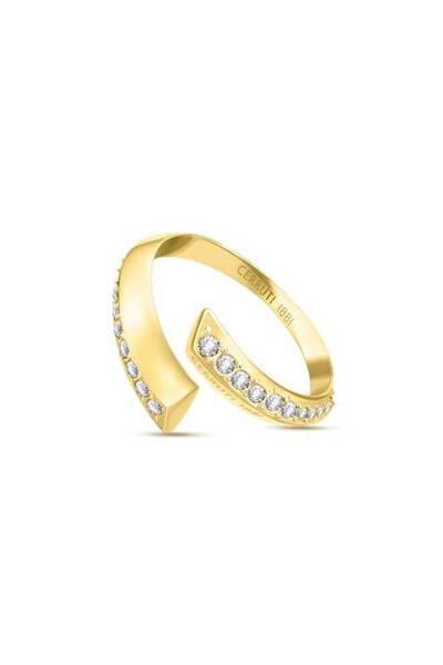 Cerruti 1881 خاتم أليسيا من الفولاذ المقاوم للصدأ مطلي بالذهب للنساء مقاس 52 مم