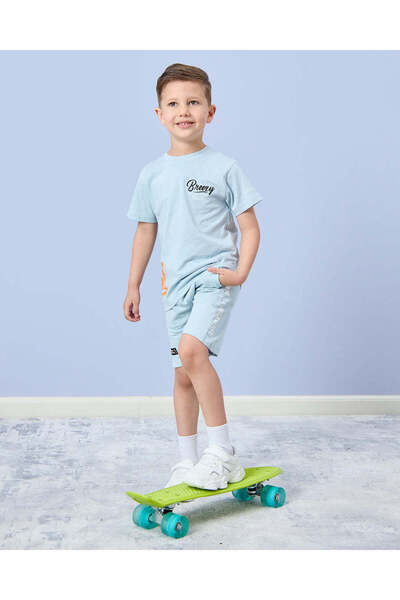 REDTAG طقم تي شيرت أزرق مع شورت للأولاد (قطعتين)