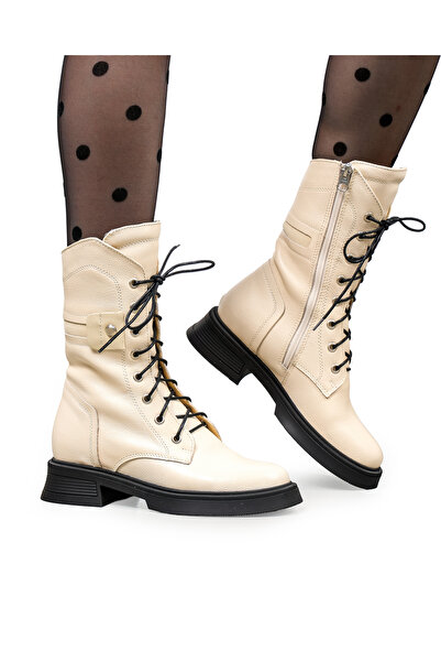 starlike Women's boots made of natural leather, beige PCI040-2