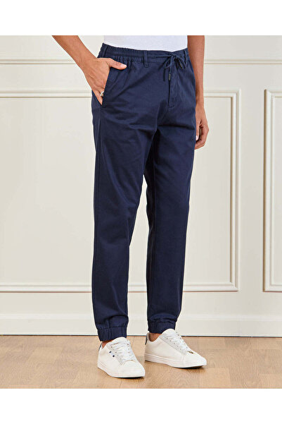REDTAG Men Navy Satin Slim Fit Jogger