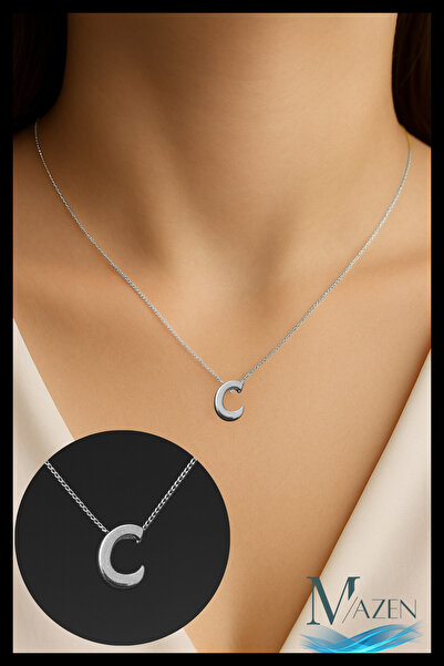 MAZEN قلادة على شكل حرف فضي اللون من بيجوتيري |   تصميم بسيط |   إكسسوار مجوه...