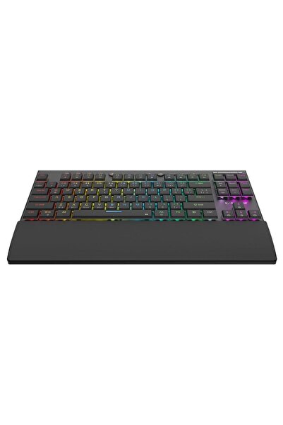 Rampage BERU Siyah 2.4G + BT Wireless RED SWITCH Mekanik Gaming Oyuncu Klavye Slim Low Profile RGB T