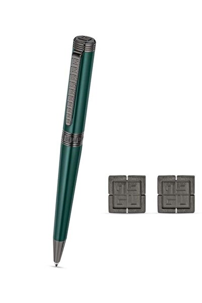 Guy Laroche Leon Dark Green & Grey Pen Cufflinks Set Box for Men