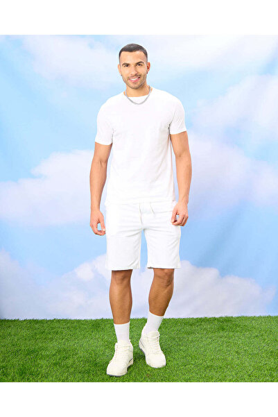 REDTAG Men White Solid Active Shorts