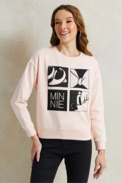 REDTAG Women Pink Minnie Mouse Printed Sweatshirt