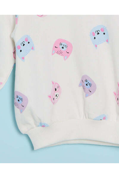 REDTAG Infant Girls White All Over Print Sweatshirt