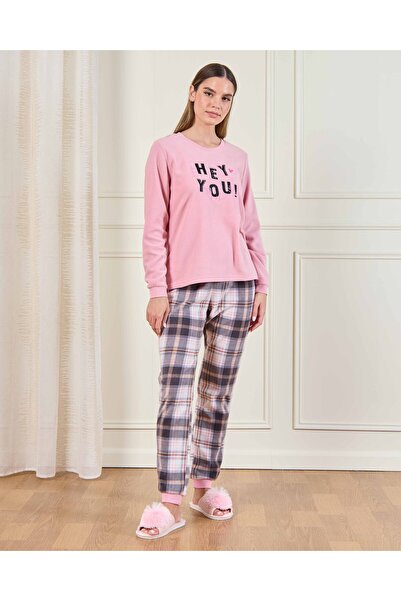 REDTAG Women Pink HEY YOU Print Pyjama Set (2 Piece)