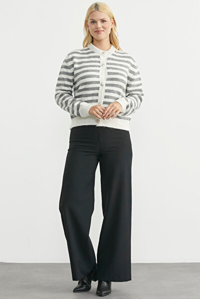 Sementa Striped Metal Button Knitwear Cardigan - Smoked