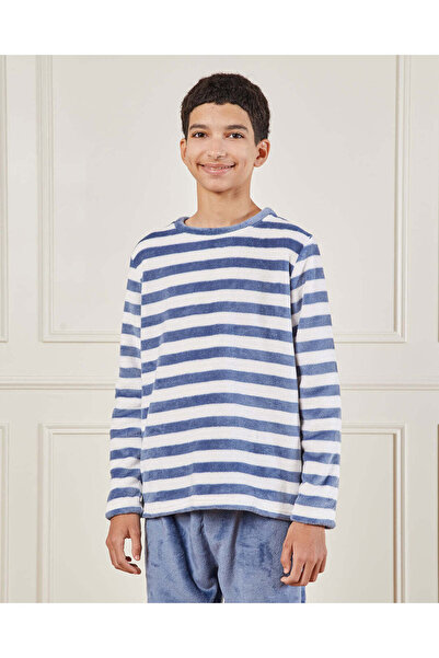 REDTAG Senior Boys Navy And White Stripes Pyjama Set (2 Piece)