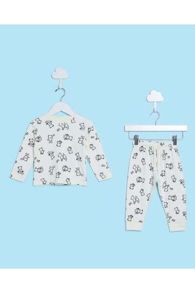 REDTAG Infant Boys Cream Printed Pyjama Set (2 Piece)