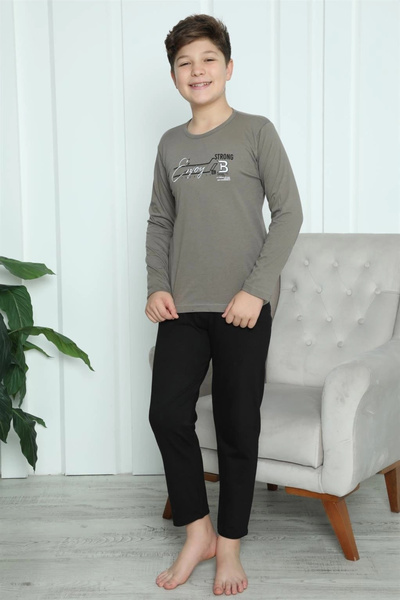 alfa expres Clothing Boys' Combed Cotton Pajama Set Mink