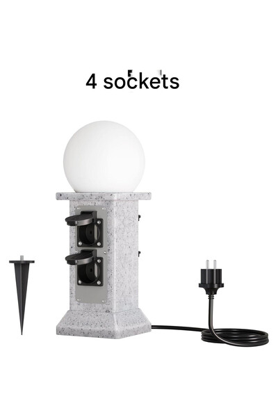 Malux Priză de exterior 4 Prize cu Lampă LED și Senzor, Impermeabil IP44