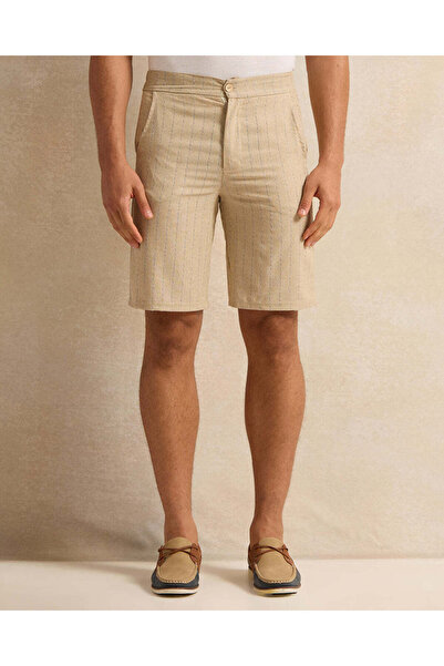 REDTAG Men Beige Striped Short