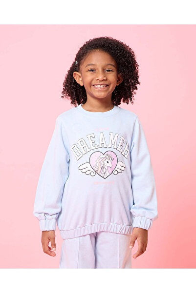 REDTAG Girls Blue Dreamer Print Sweatshirt