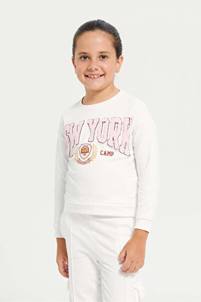 REDTAG Girls White Trouser With T-Shirt Set (2 Piece)