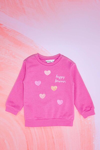 REDTAG Infant Girls Mauve All Over Heart Sweatshirt