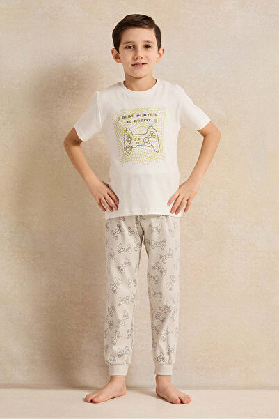 REDTAG Boys Grey Print T-Shirt