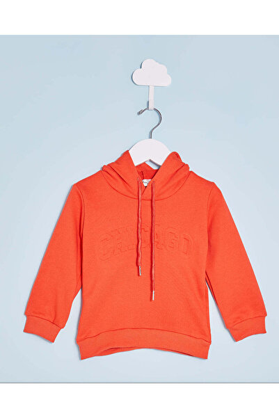 REDTAG سويت شيرت برتقالي بغطاء رأس للأولاد الرضع