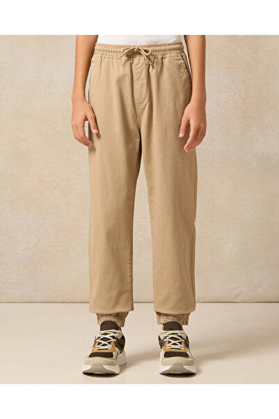 REDTAG Senior Boys Beige Pull On Solid Jogger