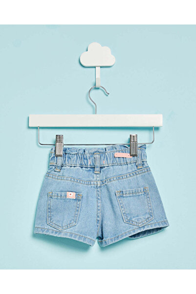 REDTAG Infant Girls Blue Shorts With Heart Patch