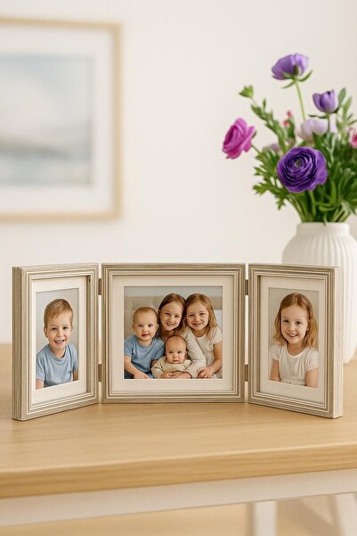 Arma House Doğal Ahşap Üçlü Dekoratif Fotoğraf Çerçevesi 20*15 -17*12 cm (1)