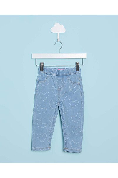 REDTAG Infant Girls Blue Printed Jeggings