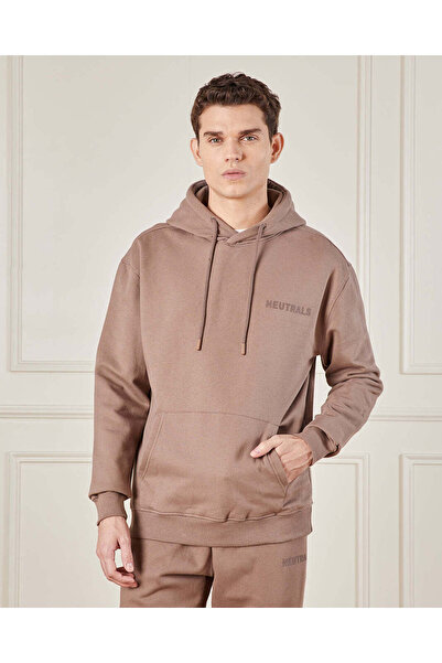 REDTAG Men Brown Hooded Lounge Sweatshirt