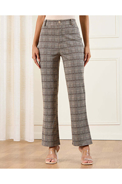 REDTAG Women Multicolour Jacquard Wide Leg Trousers